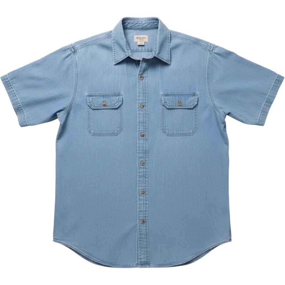 Wrangler Premium Quality Mens 3XT Blue Denim Short Sleeve Button Down Shirt